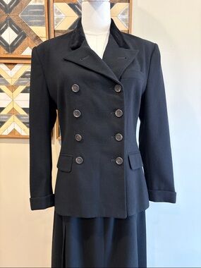 Vintage Ralph Lauren Black Wool Blazer Jacket with Velvet Collar size Small